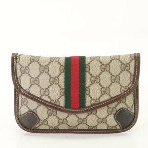Gucci GG Supreme Sherry leather clutch bag pouch